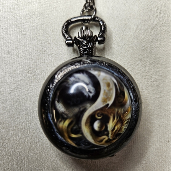 Black Silver Dragon Pocket Watch - Picture 4 of 11